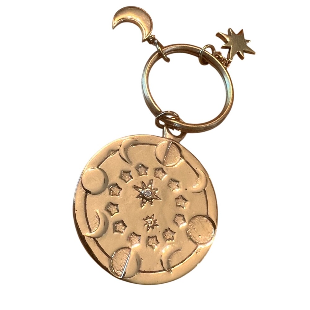 Spell & the Gypsy Angels Mystic Celestial Gold Key Ring RARE Moon Star